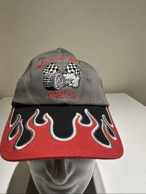 Dakota Auto Parts Gray and Red Flame Baseball Cap